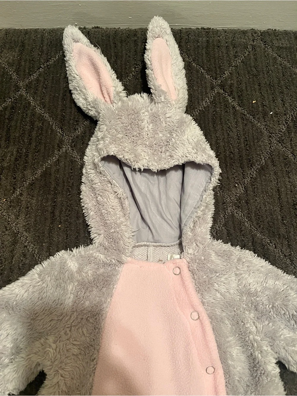 Pottery Barn Kids Baby Bunny Plush Hooded Costume - Pink & Light Gray Size 6-12M - Picture 3 of 5